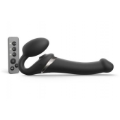 Черный безремневой страпон Multi Orgasm Size M с клиторальной стимуляцией - Strap-on-me - купить с доставкой в Одинцово