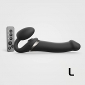Черный безремневой страпон Multi Orgasm Size L с клиторальной стимуляцией - Strap-on-me - купить с доставкой в Одинцово