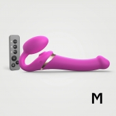 Ярко-розовый безремневой страпон Multi Orgasm Size M с клиторальной стимуляцией - Strap-on-me - купить с доставкой в Одинцово