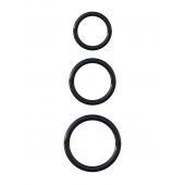 Набор из трех черных эрекционных колец Silicone 3-Ring Stamina Set - Pipedream - в Одинцово купить с доставкой