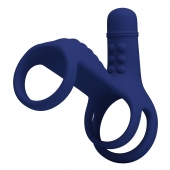 Синяя вибронасадка на пенис Vibrating Penis Sling - Baile - в Одинцово купить с доставкой