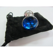 Анальное украшение BUTT PLUG  Small с синим кристаллом - 7 см. - Anal Jewelry Plug - купить с доставкой в Одинцово