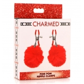 Красные зажимы на соски с помпонами Pom Pom - XR Brands - купить с доставкой в Одинцово