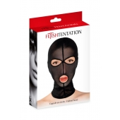 Черная сетчатая маска на голову с отверстиями для глаз и рта - Fetish Tentation - купить с доставкой в Одинцово