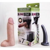 Страпон-унисекс с двумя насадками UNI strap 7  Harness - 19 и 16 см. - LOVETOY (А-Полимер) - купить с доставкой в Одинцово