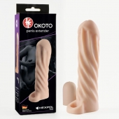 Телесная насадка-удлинитель Okoto со спиралевидным рельефом - 16 см. - Sitabella - в Одинцово купить с доставкой