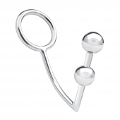 Кольцо на пенис с анальным стимулятором Two Bead Stainless Steel Anal Hook   Cock Ring - BlueLine - в Одинцово купить с доставкой