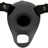 Черный полый страпон с вибрацией 2’’ Erection 28X Smooth Vibrating Silicone Penis Sheath - XR Brands - купить с доставкой в Одинцово