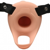 Телесный полый страпон 2  Erection 28X Smooth Vibrating Silicone Penis Sheath - 16 см. - XR Brands - купить с доставкой в Одинцово