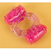 Фиолетовое виброкольцо с двумя вибропульками - Toyfa Basic - в Одинцово купить с доставкой