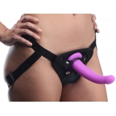 Лиловый поясной страпон Navigator Silicone G-Spot Dildo with Harness - 17,8 см. - XR Brands - купить с доставкой в Одинцово
