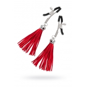 Зажимы на соски «Прищепки» с красными кисточками из замши - Pecado - купить с доставкой в Одинцово