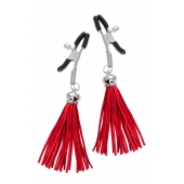 Зажимы на соски «Прищепки» с красными кисточками из замши - Pecado - купить с доставкой в Одинцово