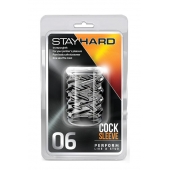 Прозрачная насадка с объёмными чёрточками STAY HARD COCK SLEEVE 06 CLEAR - Blush Novelties - в Одинцово купить с доставкой
