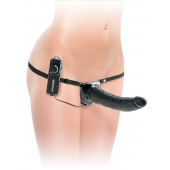 Черный страпон с вагинальной пробкой Deluxe Vibrating Penetrix Strap-On - 19 см. - Pipedream - купить с доставкой в Одинцово