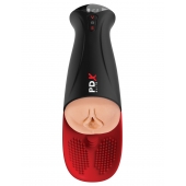 Телесный мастурбатор-вагина в черной колбе с вибрацией Fuck-O-Matic Pro XL - Pipedream - в Одинцово купить с доставкой