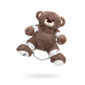 Бондажный набор: бурый мишка с белыми оковами и наручниками - Pecado - купить с доставкой в Одинцово