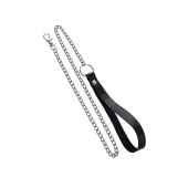 Поводок с ручкой из черной натуральной кожи и карабином для ошейника - Pecado - купить с доставкой в Одинцово