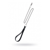 Поводок с ручкой из черной натуральной кожи и карабином для ошейника - Pecado - купить с доставкой в Одинцово