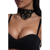 Черный чокер с клепками и золотистой фурнитурой - Crazy Handmade - купить с доставкой в Одинцово