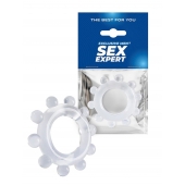 Прозрачное эрекционное кольцо со стимулирующими шариками - Sex Expert - в Одинцово купить с доставкой