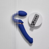 Синий безремневой страпон Multi Orgasm Bendable Strap-On size XL с клиторальной стимуляцией - Strap-on-me - купить с доставкой в Одинцово