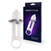 Эластичная насадка на пенис с подхватом мошонки и стимулирующими «ресничками» - Sextaz - в Одинцово купить с доставкой