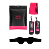 Черно-розовый эротический набор: маска, наручники и повязка - Erokay - купить с доставкой в Одинцово