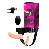 Женский страпон с 2 насадками, вибрацией и пультом ДУ - Erowoman-Eroman - купить с доставкой в Одинцово