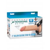 Телесный пустотелый фаллопротез 5’’ Hollow Silicone Strap-On - 14 см. - Pipedream - купить с доставкой в Одинцово