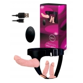 Женский страпон с 3 насадками и вибрацией - Erowoman-Eroman - купить с доставкой в Одинцово