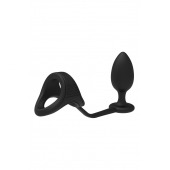 Черное эрекционное кольцо с анальной пробкой Cockstrap With Anal Plug - Dream Toys - в Одинцово купить с доставкой