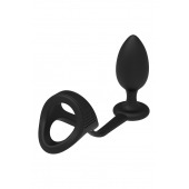 Черное эрекционное кольцо с анальной пробкой Cockstrap With Anal Plug - Dream Toys - в Одинцово купить с доставкой