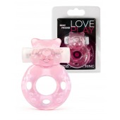 Розовое эрекционное виброкольцо в форме мишки - 1137 - в Одинцово купить с доставкой