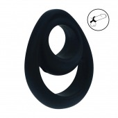 Черное эрекционное кольцо Double Ergo Silicone Cockring - Shots Media BV - в Одинцово купить с доставкой
