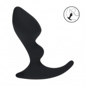 Черная анальная пробка для массажа простаты Double Ripple Silicone Prostate Massager - Shots Media BV - в Одинцово купить с доставкой