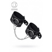 Черные оковы из толстой кожи с люверсами - Pecado - купить с доставкой в Одинцово