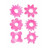 Набор из 6 розовых эрекционных колец с различным рельефом - Erowoman-Eroman - в Одинцово купить с доставкой