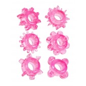 Набор из 6 розовых эрекционных колец с различным рельефом - Erowoman-Eroman - в Одинцово купить с доставкой