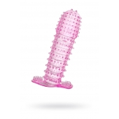 Гелевая розовая насадка с шипами - 12 см. - Toyfa Basic - в Одинцово купить с доставкой