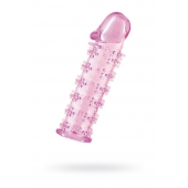 Гелевая розовая насадка на фаллос с шипами - 12 см. - Toyfa Basic - в Одинцово купить с доставкой