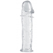 Гладкая прозрачная насадка с усиками под головкой - 12,5 см. - Toyfa Basic - в Одинцово купить с доставкой