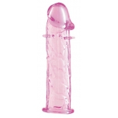 Гладкая розовая насадка с усиками под головкой - 12,5 см. - Toyfa Basic - в Одинцово купить с доставкой