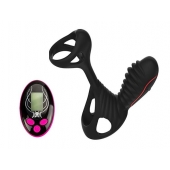 Чёрная насадка на фаллос Gladiator + LRS  с трехкнопочным пультом управления - Adrien Lastic - в Одинцово купить с доставкой