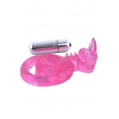 Розовая вибронасадка со стимулятор клитора   Язычок - Toyfa Basic - в Одинцово купить с доставкой