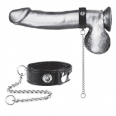Утяжка на пенис с поводком Snap Cock Ring With 12  Leash - BlueLine - купить с доставкой в Одинцово