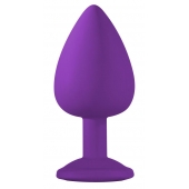 Большая фиолетовая анальная пробка Emotions Cutie Large с голубым кристаллом - 10 см. - Lola Games - купить с доставкой в Одинцово