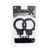 Чёрные наручники из листового металла в комплекте с веревкой BONDX METAL CUFFS LOVE ROPE SET - Dream Toys - купить с доставкой в Одинцово