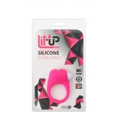 Розовое эрекционное кольцо с щеточкой LIT-UP SILICONE STIMU RING 5 - Dream Toys - в Одинцово купить с доставкой