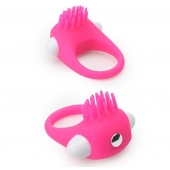 Розовое эрекционное кольцо с щеточкой LIT-UP SILICONE STIMU RING 5 - Dream Toys - в Одинцово купить с доставкой